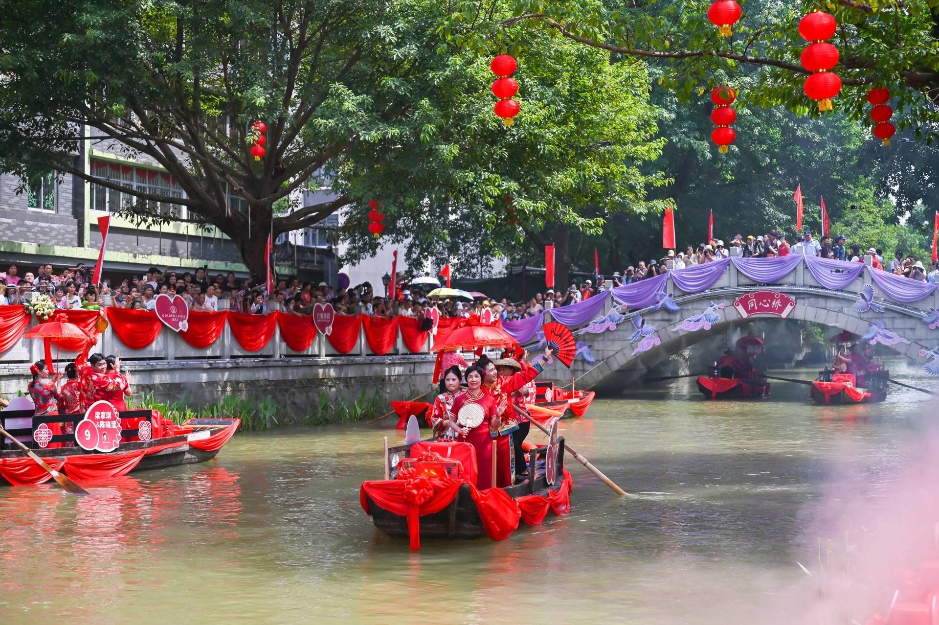 南沙东涌水乡婚礼，百年传承的经典之美再现同船渡盛景